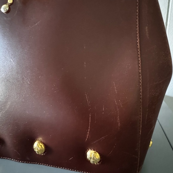 Rare Vintage Ferragamo Leather Bag Studded Gold Hardware Italy - Picture 11 of 12